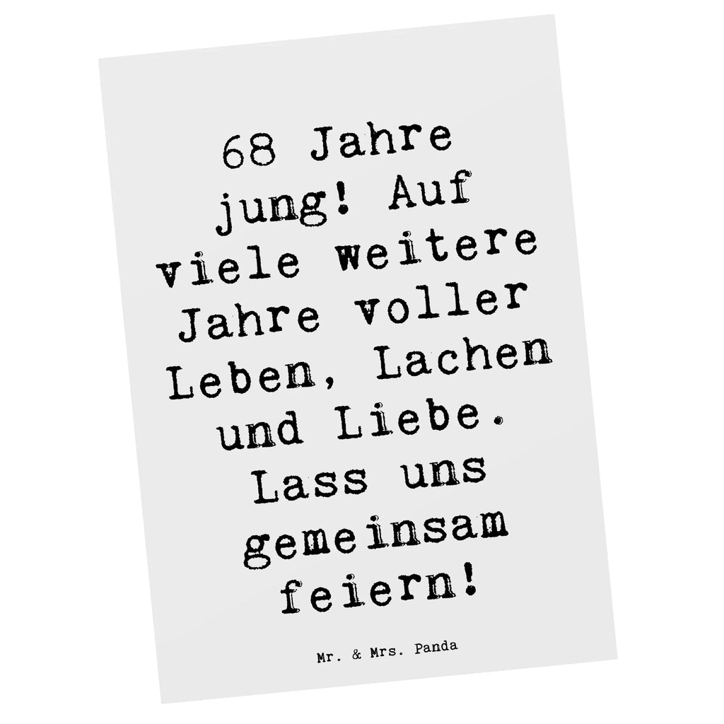 Postcard Saying 68 Jahre jung! Auf viele weitere Jahre voller Leben, Lachen und Liebe. Lass uns gemeinsam feiern! Ansichtskarte, Einladung, Karte, Postkarte, Einladungskarte, Ansichtskarten, Geschenkkarte, Einladung Geburtstag, Dankeskarte, Geburtstagskarte, Einladungskarten Geburtstag, Grußkarte, Geburtstag, Geburtstagsgeschenk, Geschenk