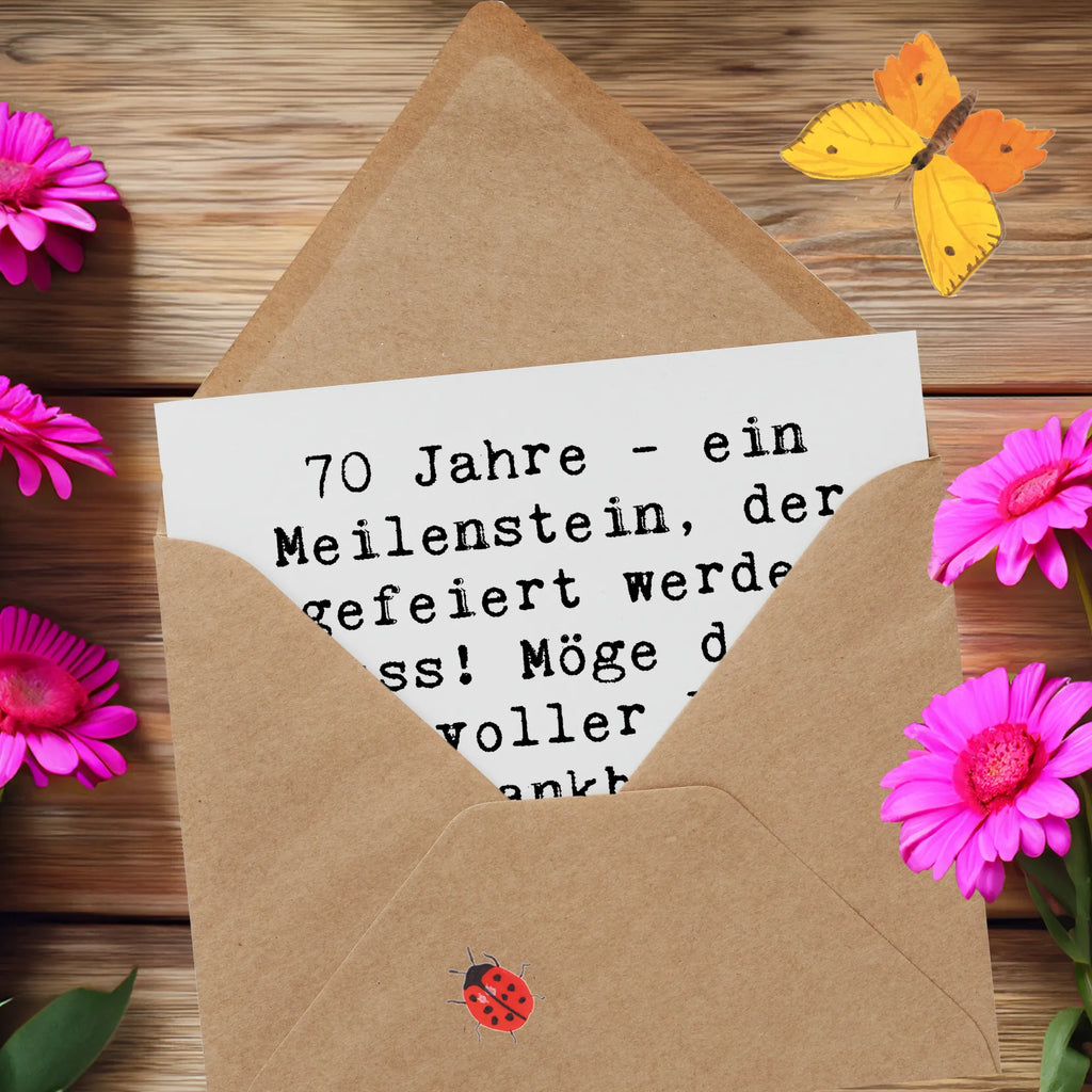 Deluxe Karte Spruch 70. Geburtstag Meilenstein Karte, Klappkarte, Einladungskarte, Grußkarte, Hochwertige Grußkarte, Hochwertige Klappkarte, Glückwunschkarte, Hochzeitskarte, Geburtstagskarte, Geburtstag, Geburtstagsgeschenk, Geschenk