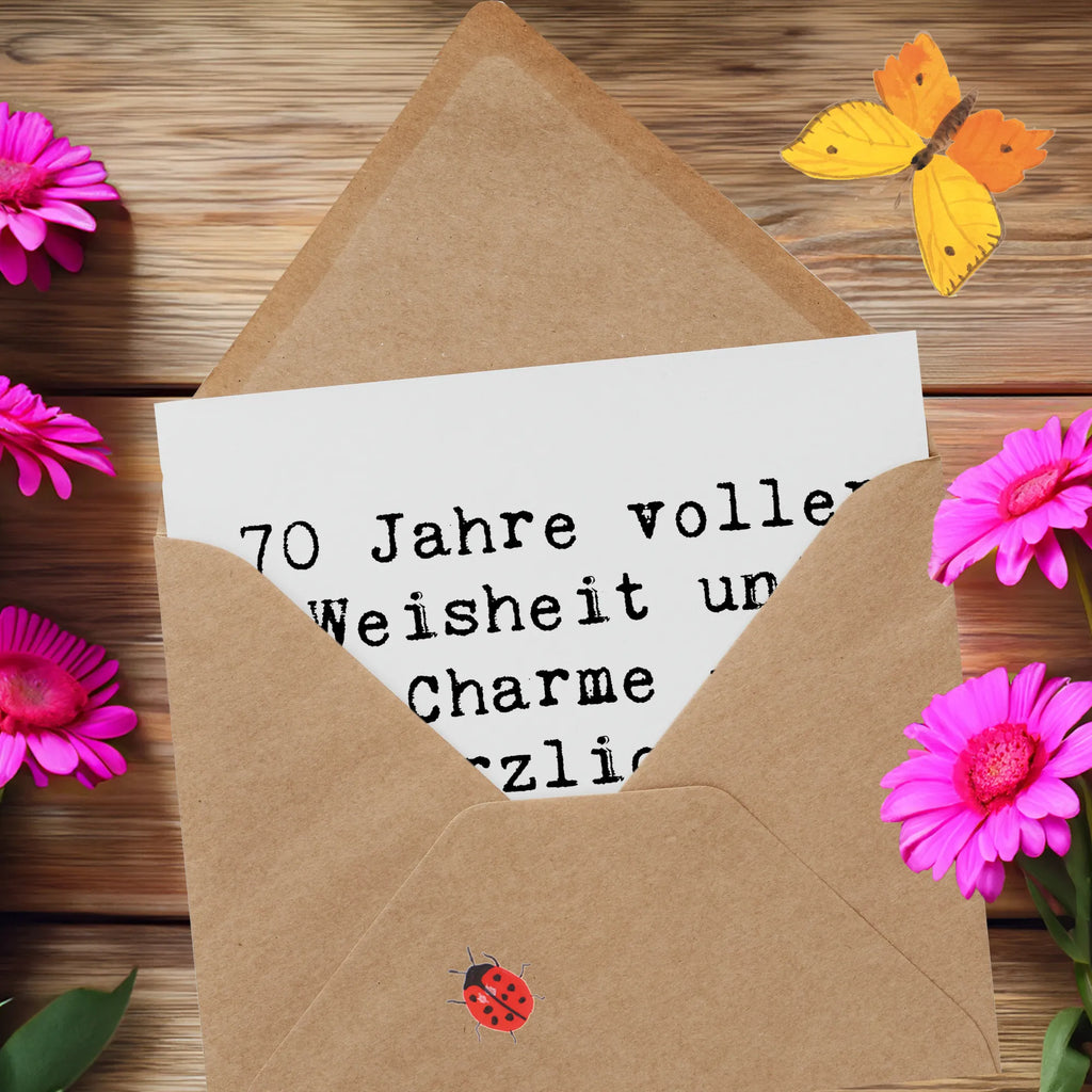 Deluxe Karte Spruch 70. Geburtstag Karte, Einladungskarte, Geburtstagskarte, Hochwertige Grußkarte, Glückwunschkarte, Hochzeitskarte, Klappkarte, Grußkarte, Hochwertige Klappkarte, Geburtstag, Geburtstagsgeschenk, Geschenk