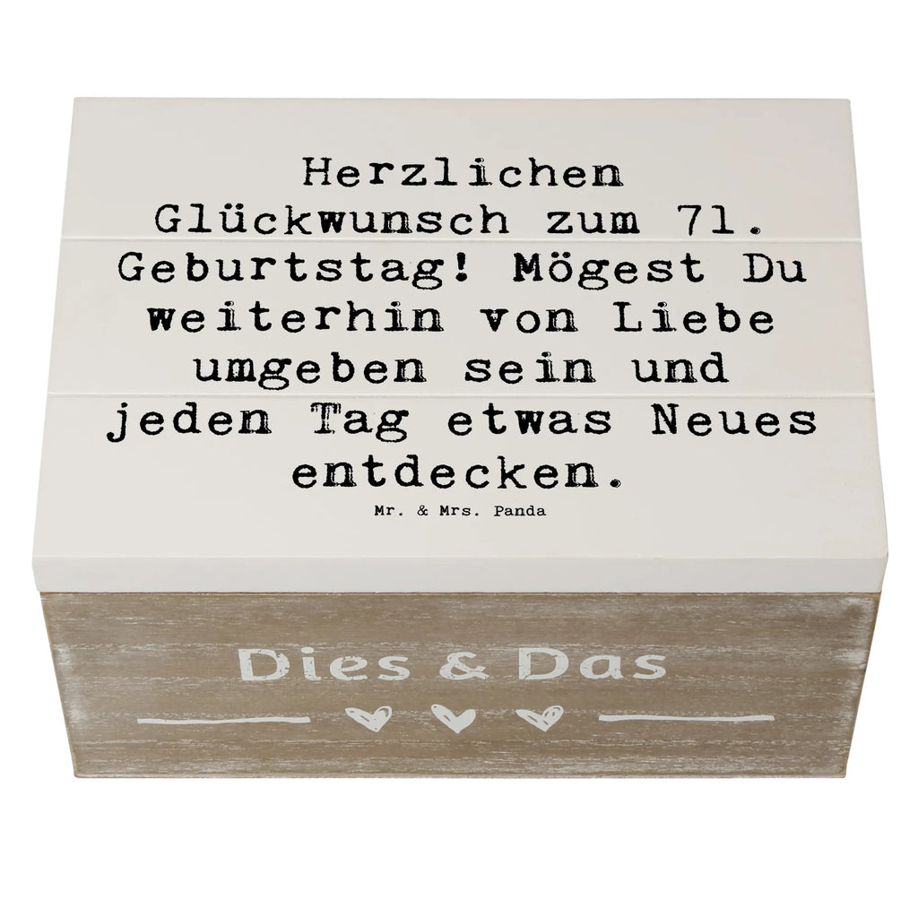 Wooden chest Saying Herzlichen Glückwunsch zum 71. Geburtstag! Mögest Du weiterhin von Liebe umgeben sein und jeden Tag etwas Neues entdecken. Erinnerungskiste, XXL, Erinnerungsbox, Geschenkbox, Schatulle, Aufbewahrungsbox, Holzkiste, Geschenkdose, Schatzkiste, Truhe, Kiste, Dekokiste, Geburtstag, Geburtstagsgeschenk, Geschenk