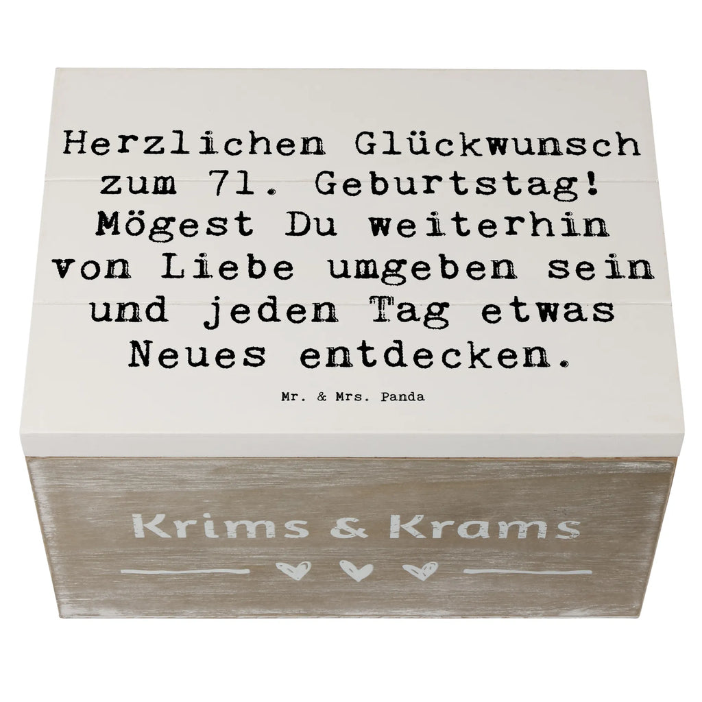 Wooden chest Saying Herzlichen Glückwunsch zum 71. Geburtstag! Mögest Du weiterhin von Liebe umgeben sein und jeden Tag etwas Neues entdecken. Erinnerungskiste, XXL, Erinnerungsbox, Geschenkbox, Schatulle, Aufbewahrungsbox, Holzkiste, Geschenkdose, Schatzkiste, Truhe, Kiste, Dekokiste, Geburtstag, Geburtstagsgeschenk, Geschenk