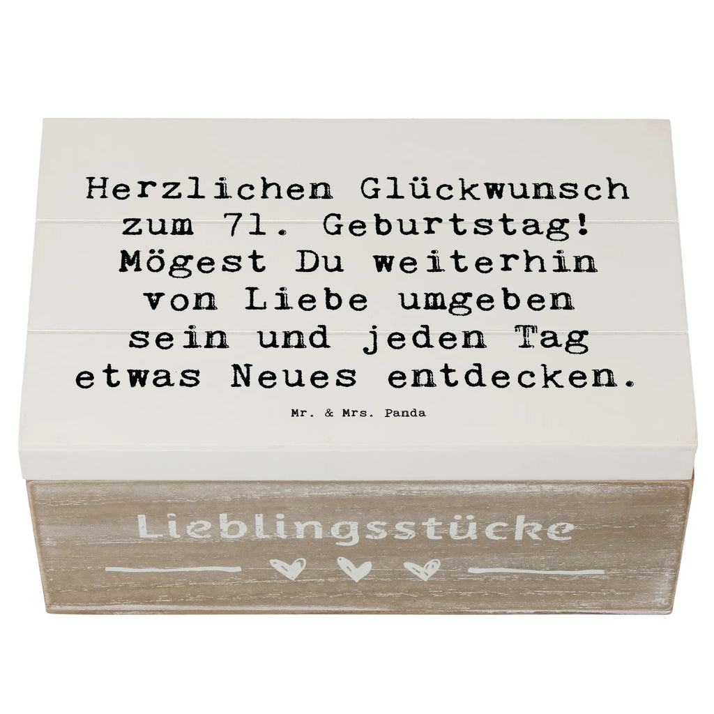 Wooden chest Saying Herzlichen Glückwunsch zum 71. Geburtstag! Mögest Du weiterhin von Liebe umgeben sein und jeden Tag etwas Neues entdecken. Erinnerungskiste, XXL, Erinnerungsbox, Geschenkbox, Schatulle, Aufbewahrungsbox, Holzkiste, Geschenkdose, Schatzkiste, Truhe, Kiste, Dekokiste, Geburtstag, Geburtstagsgeschenk, Geschenk
