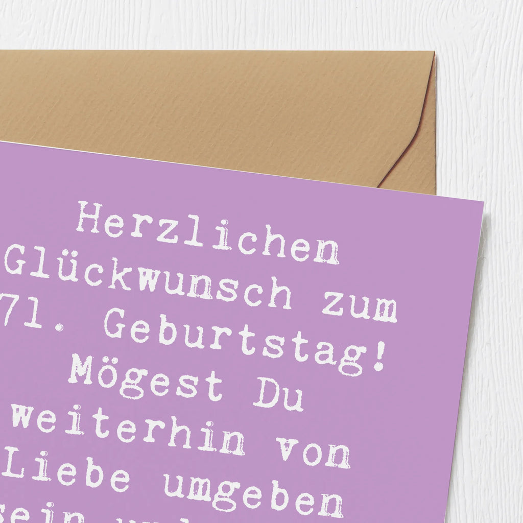 Deluxe Karte Spruch 71. Geburtstag Freude Glückwunschkarte, Klappkarte, Grußkarte, Karte, Hochwertige Grußkarte, Hochzeitskarte, Geburtstagskarte, Einladungskarte, Hochwertige Klappkarte, Geburtstag, Geburtstagsgeschenk, Geschenk