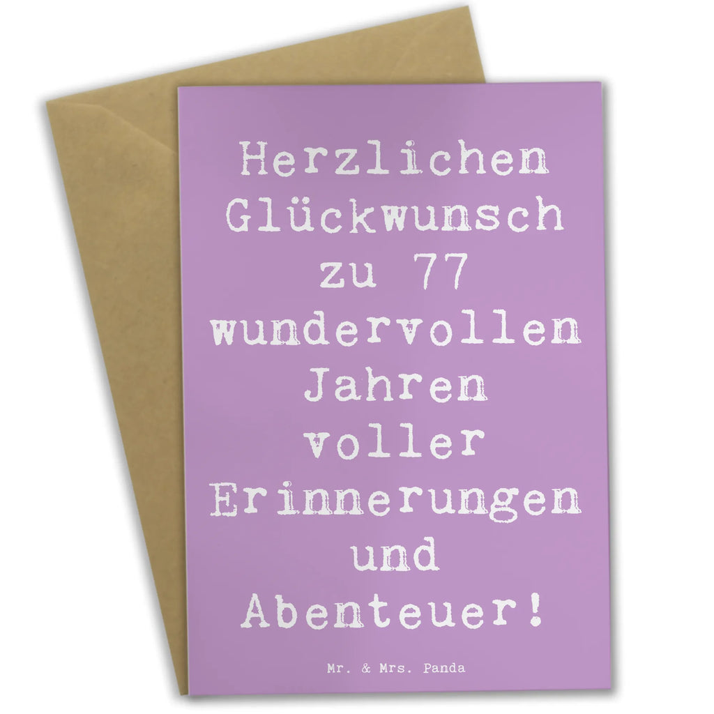 Greetings card Saying Herzlichen Glückwunsch zu 77 wundervollen Jahren voller Erinnerungen und Abenteuer! Karte, Grußkarte, Geburtstagskarte, Hochzeitskarte, Ansichtskarten, Glückwunschkarte, Einladungskarte, Klappkarte, Geburtstag, Geburtstagsgeschenk, Geschenk