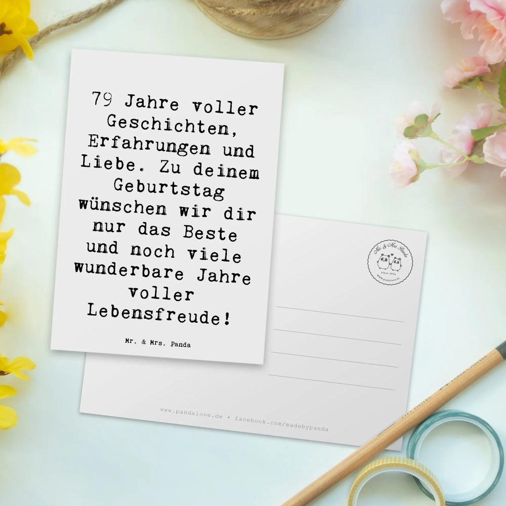 Postcard Saying 79 Jahre voller Geschichten, Erfahrungen und Liebe. Zu deinem Geburtstag wünschen wir dir nur das Beste und noch viele wunderbare Jahre voller Lebensfreude! Karte, Ansichtskarten, Ansichtskarte, Postkarte, Dankeskarte, Geschenkkarte, Grußkarte, Einladungskarten Geburtstag, Geburtstagskarte, Einladungskarte, Einladung Geburtstag, Einladung, Geburtstag, Geburtstagsgeschenk, Geschenk