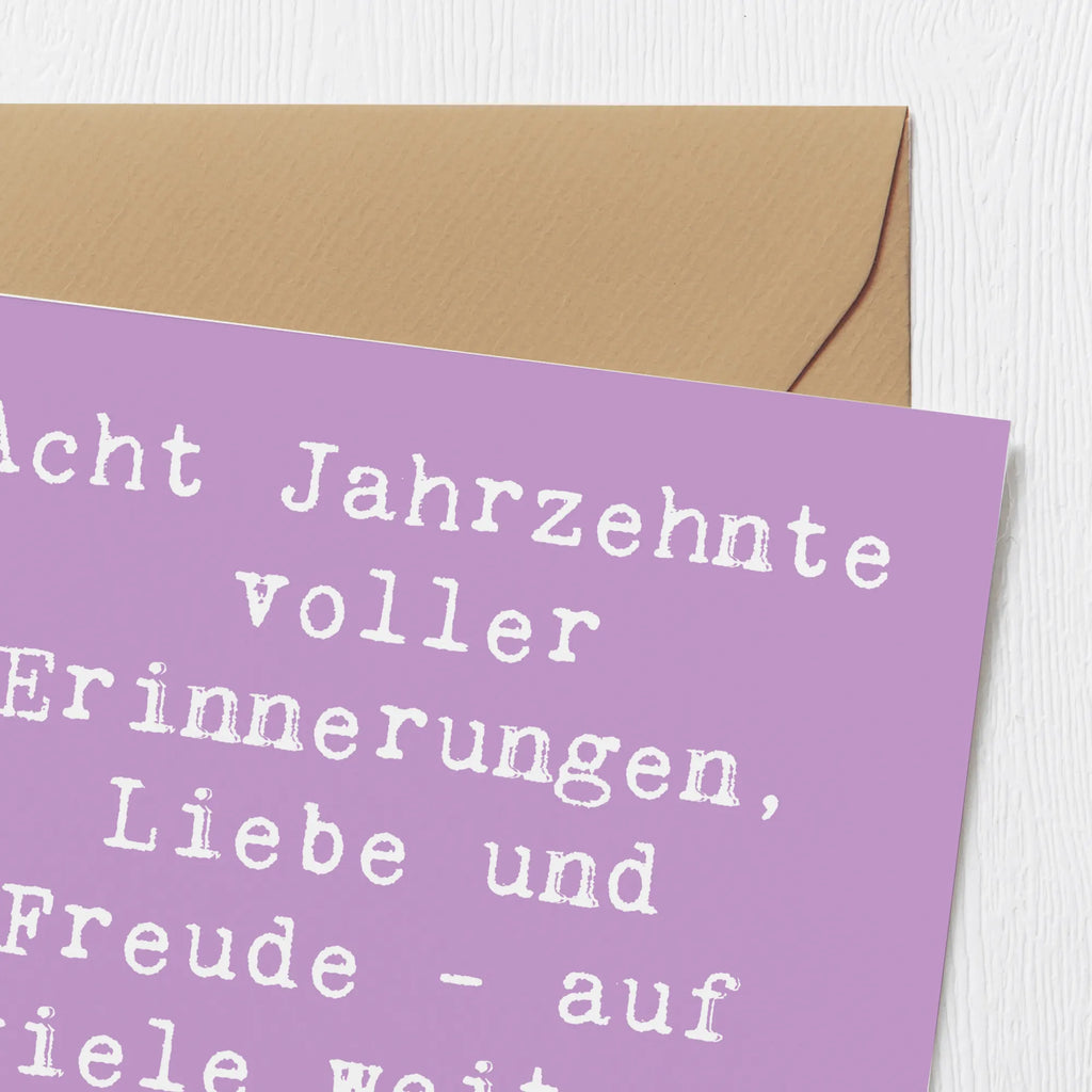 Deluxe Card Saying Acht Jahrzehnte voller Erinnerungen, Liebe und Freude - auf viele weitere wertvolle Momente! Hochwertige Klappkarte, Karte, Glückwunschkarte, Geburtstagskarte, Hochzeitskarte, Grußkarte, Einladungskarte, Klappkarte, Hochwertige Grußkarte, Geburtstag, Geburtstagsgeschenk, Geschenk