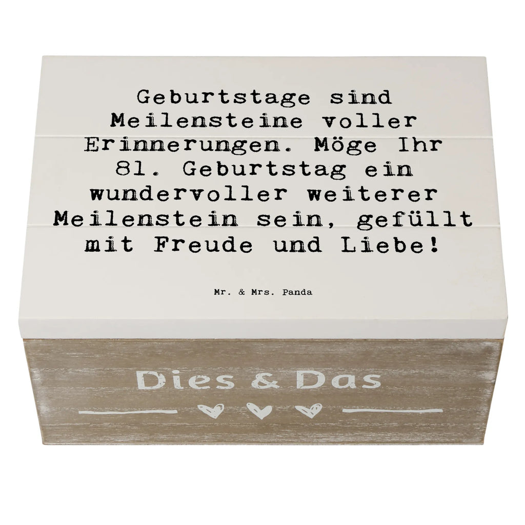 Wooden chest Saying Geburtstage sind Meilensteine voller Erinnerungen. Möge Ihr 81. Geburtstag ein wundervoller weiterer Meilenstein sein, gefüllt mit Freude und Liebe! Schatulle, Aufbewahrungsbox, Schatzkiste, Erinnerungsbox, Kiste, Holzkiste, Geschenkbox, Erinnerungskiste, Geschenkdose, Dekokiste, Truhe, XXL, Geburtstag, Geburtstagsgeschenk, Geschenk