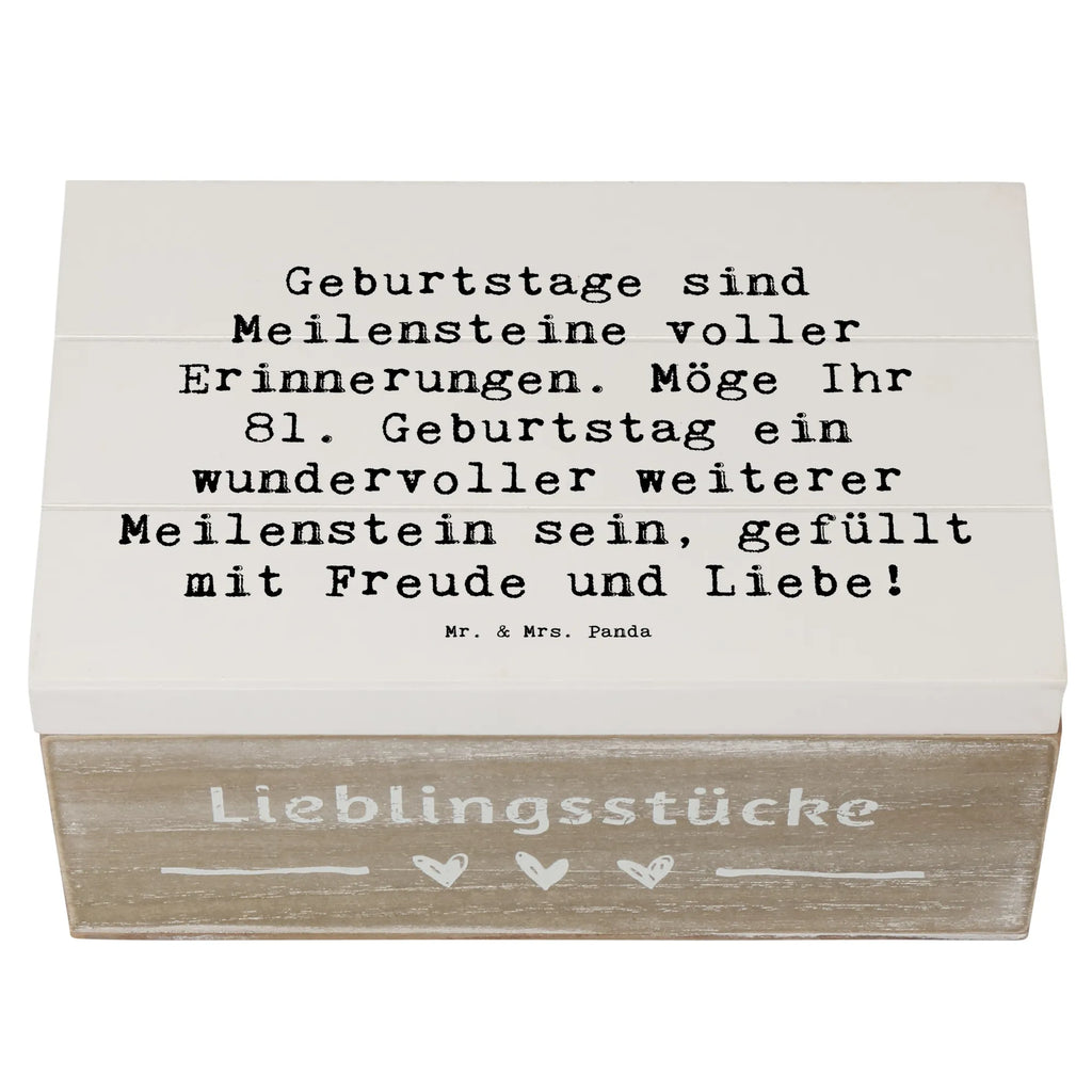 Wooden chest Saying Geburtstage sind Meilensteine voller Erinnerungen. Möge Ihr 81. Geburtstag ein wundervoller weiterer Meilenstein sein, gefüllt mit Freude und Liebe! Schatulle, Aufbewahrungsbox, Schatzkiste, Erinnerungsbox, Kiste, Holzkiste, Geschenkbox, Erinnerungskiste, Geschenkdose, Dekokiste, Truhe, XXL, Geburtstag, Geburtstagsgeschenk, Geschenk