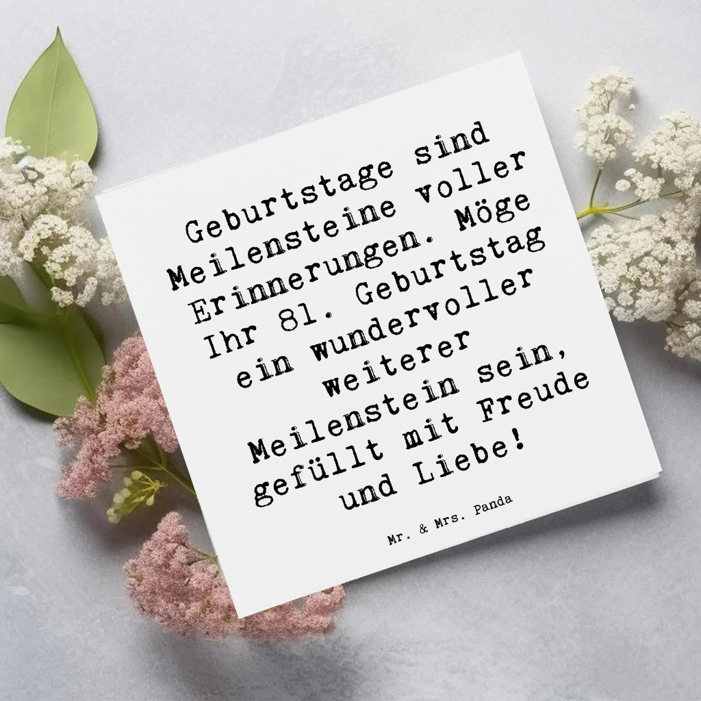 Deluxe Card Saying Geburtstage sind Meilensteine voller Erinnerungen. Möge Ihr 81. Geburtstag ein wundervoller weiterer Meilenstein sein, gefüllt mit Freude und Liebe! Grußkarte, Hochwertige Grußkarte, Hochwertige Klappkarte, Einladungskarte, Geburtstagskarte, Glückwunschkarte, Karte, Klappkarte, Hochzeitskarte, Geburtstag, Geburtstagsgeschenk, Geschenk