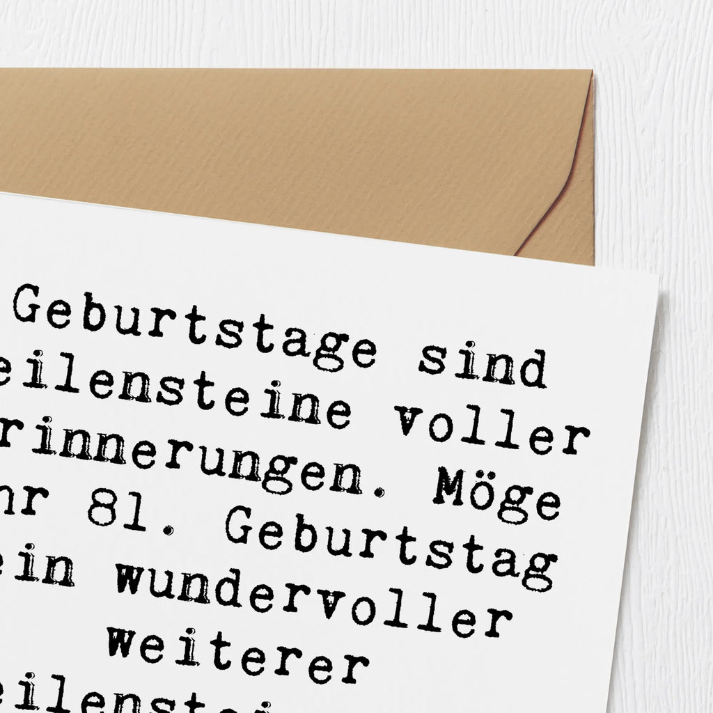 Deluxe Card Saying Geburtstage sind Meilensteine voller Erinnerungen. Möge Ihr 81. Geburtstag ein wundervoller weiterer Meilenstein sein, gefüllt mit Freude und Liebe! Grußkarte, Hochwertige Grußkarte, Hochwertige Klappkarte, Einladungskarte, Geburtstagskarte, Glückwunschkarte, Karte, Klappkarte, Hochzeitskarte, Geburtstag, Geburtstagsgeschenk, Geschenk