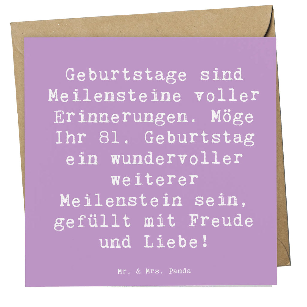 Deluxe Card Saying Geburtstage sind Meilensteine voller Erinnerungen. Möge Ihr 81. Geburtstag ein wundervoller weiterer Meilenstein sein, gefüllt mit Freude und Liebe! Grußkarte, Hochwertige Grußkarte, Hochwertige Klappkarte, Einladungskarte, Geburtstagskarte, Glückwunschkarte, Karte, Klappkarte, Hochzeitskarte, Geburtstag, Geburtstagsgeschenk, Geschenk