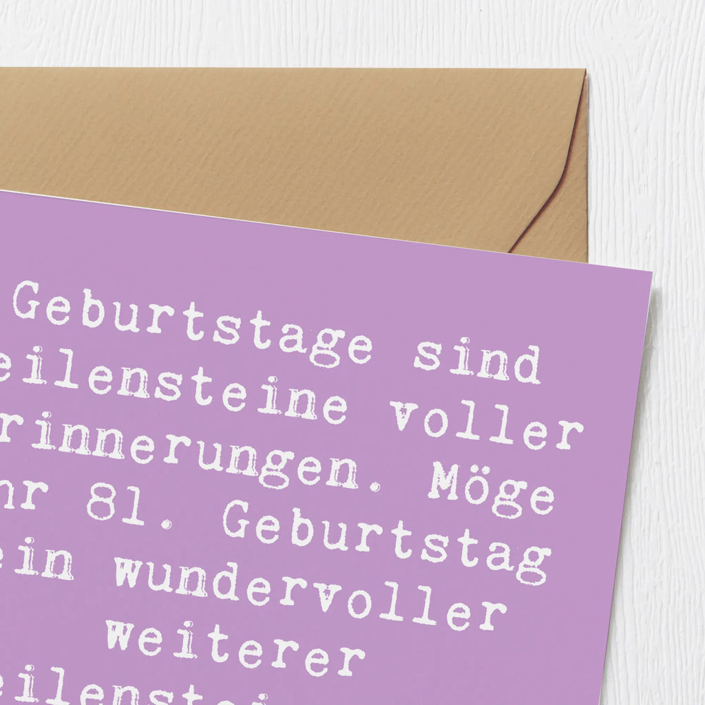 Deluxe Card Saying Geburtstage sind Meilensteine voller Erinnerungen. Möge Ihr 81. Geburtstag ein wundervoller weiterer Meilenstein sein, gefüllt mit Freude und Liebe! Grußkarte, Hochwertige Grußkarte, Hochwertige Klappkarte, Einladungskarte, Geburtstagskarte, Glückwunschkarte, Karte, Klappkarte, Hochzeitskarte, Geburtstag, Geburtstagsgeschenk, Geschenk