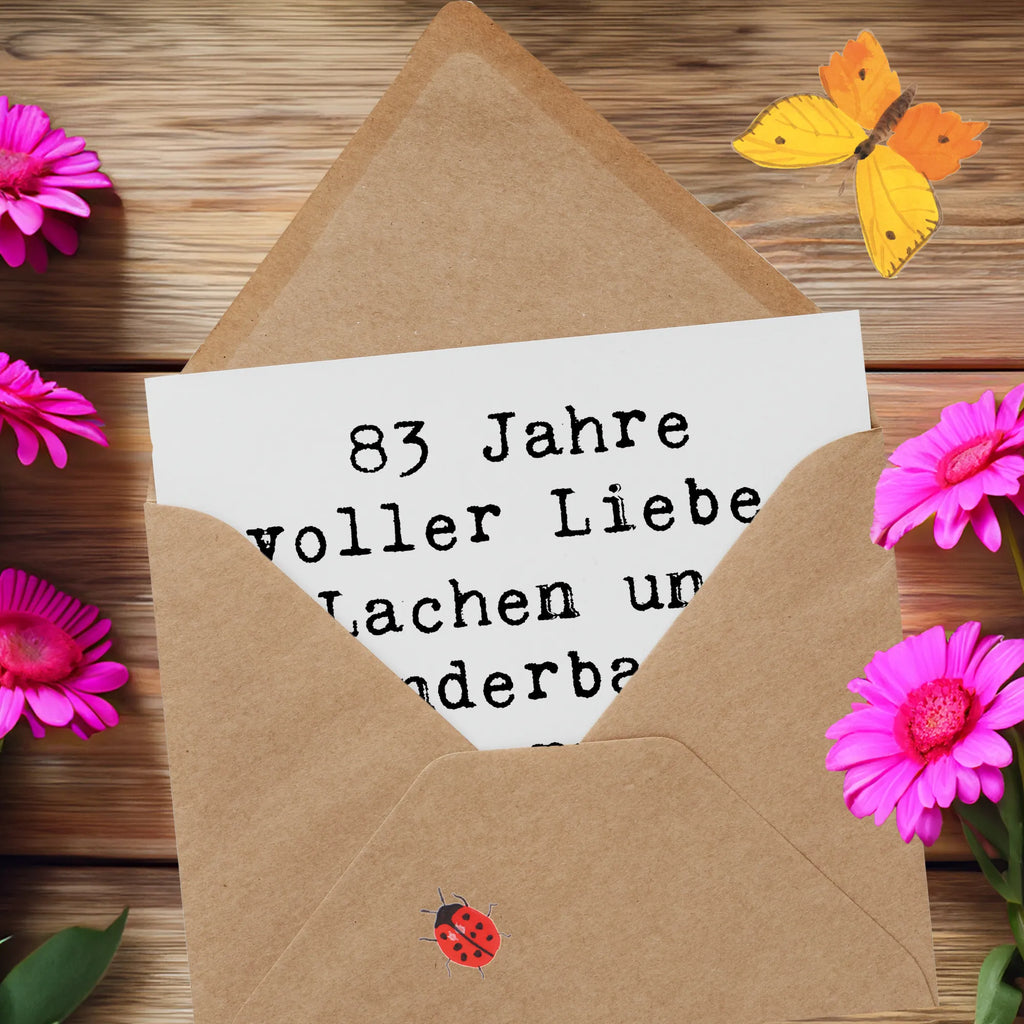 Deluxe Card Saying 83 Jahre voller Liebe, Lachen und wunderbarer Erinnerungen. Alles Gute zum Geburtstag! Karte, Einladungskarte, Geburtstagskarte, Grußkarte, Glückwunschkarte, Klappkarte, Hochwertige Grußkarte, Hochwertige Klappkarte, Hochzeitskarte, Geburtstag, Geburtstagsgeschenk, Geschenk
