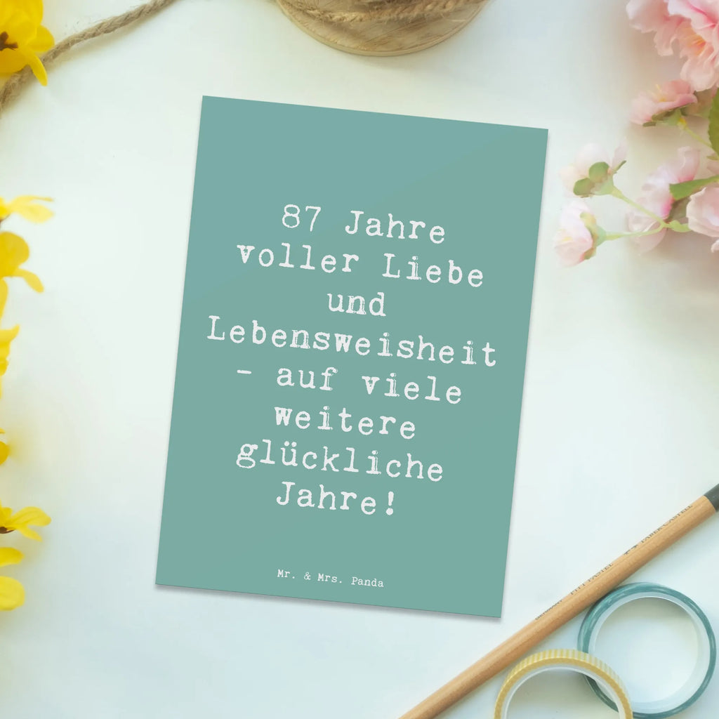 Postcard Saying 87 Jahre voller Liebe und Lebensweisheit - auf viele weitere glückliche Jahre! Einladungskarten Geburtstag, Geburtstagskarte, Karte, Ansichtskarte, Postkarte, Grußkarte, Geschenkkarte, Ansichtskarten, Einladung, Dankeskarte, Einladungskarte, Einladung Geburtstag, Geburtstag, Geburtstagsgeschenk, Geschenk
