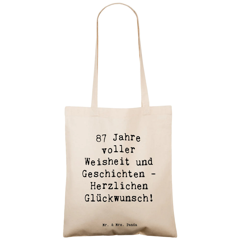 Tote bag Saying 87 Jahre voller Weisheit und Geschichten - Herzlichen Glückwunsch! Beuteltasche, Beutel, Einkaufstasche, Jutebeutel, Stoffbeutel, Tasche, Shopper, Umhängetasche, Strandtasche, Schultertasche, Stofftasche, Tragetasche, Badetasche, Jutetasche, Einkaufstüte, Laptoptasche, Geburtstag, Geburtstagsgeschenk, Geschenk