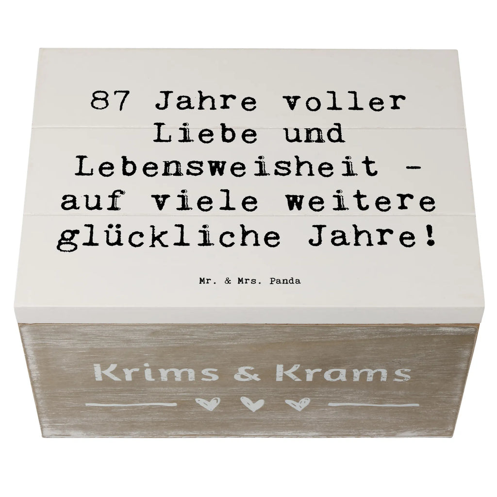 Wooden chest Saying 87 Jahre voller Liebe und Lebensweisheit - auf viele weitere glückliche Jahre! Geschenkbox, Kiste, XXL, Geschenkdose, Holzkiste, Truhe, Dekokiste, Erinnerungsbox, Aufbewahrungsbox, Schatzkiste, Schatulle, Erinnerungskiste, Geburtstag, Geburtstagsgeschenk, Geschenk