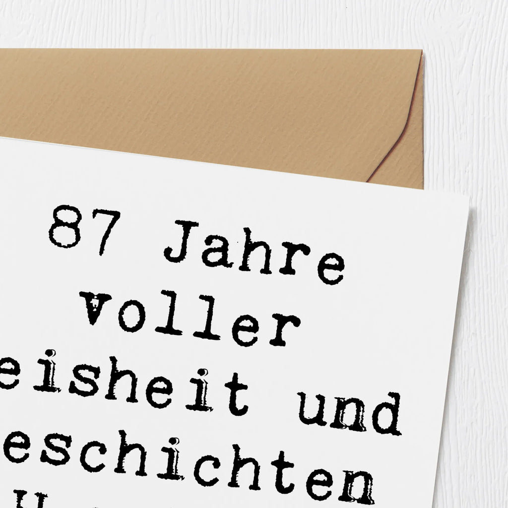 Deluxe Karte Spruch 87. Geburtstag Weisheit Einladungskarte, Karte, Grußkarte, Hochwertige Klappkarte, Klappkarte, Hochzeitskarte, Geburtstagskarte, Glückwunschkarte, Hochwertige Grußkarte, Geburtstag, Geburtstagsgeschenk, Geschenk