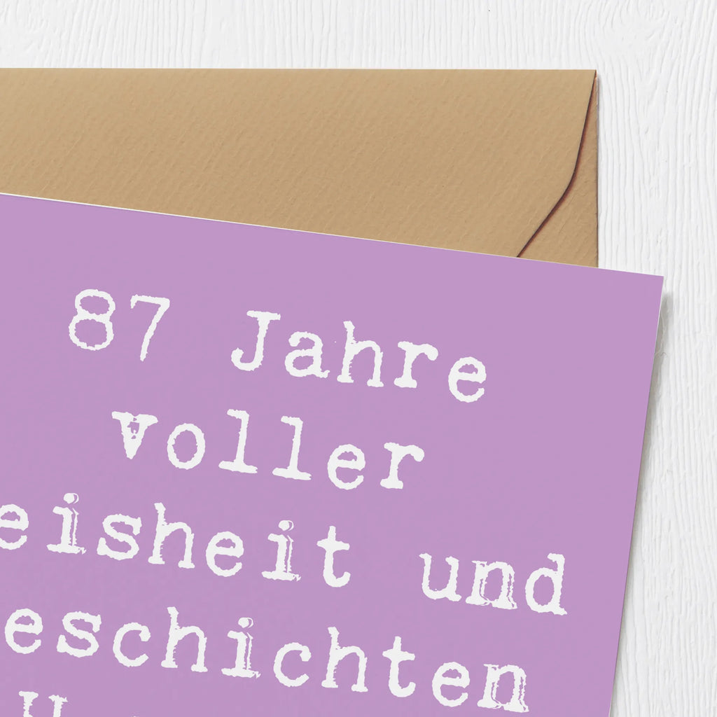 Deluxe Karte Spruch 87. Geburtstag Weisheit Einladungskarte, Karte, Grußkarte, Hochwertige Klappkarte, Klappkarte, Hochzeitskarte, Geburtstagskarte, Glückwunschkarte, Hochwertige Grußkarte, Geburtstag, Geburtstagsgeschenk, Geschenk
