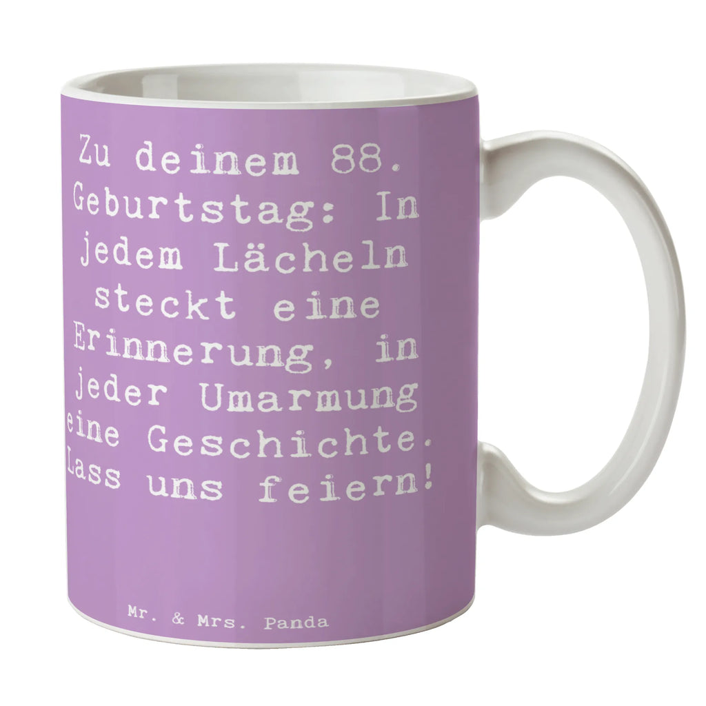 Mug Saying Zu deinem 88. Geburtstag: In jedem Lächeln steckt eine Erinnerung, in jeder Umarmung eine Geschichte. Lass uns feiern! Tasse mit Zitaten, Porzellantasse, Bürotasse, Keramiktasse, Tasse mit Motiven, Geschenktasse, Teetasse, Tasse, Kaffeetasse, Geburtstag, Geburtstagsgeschenk, Geschenk