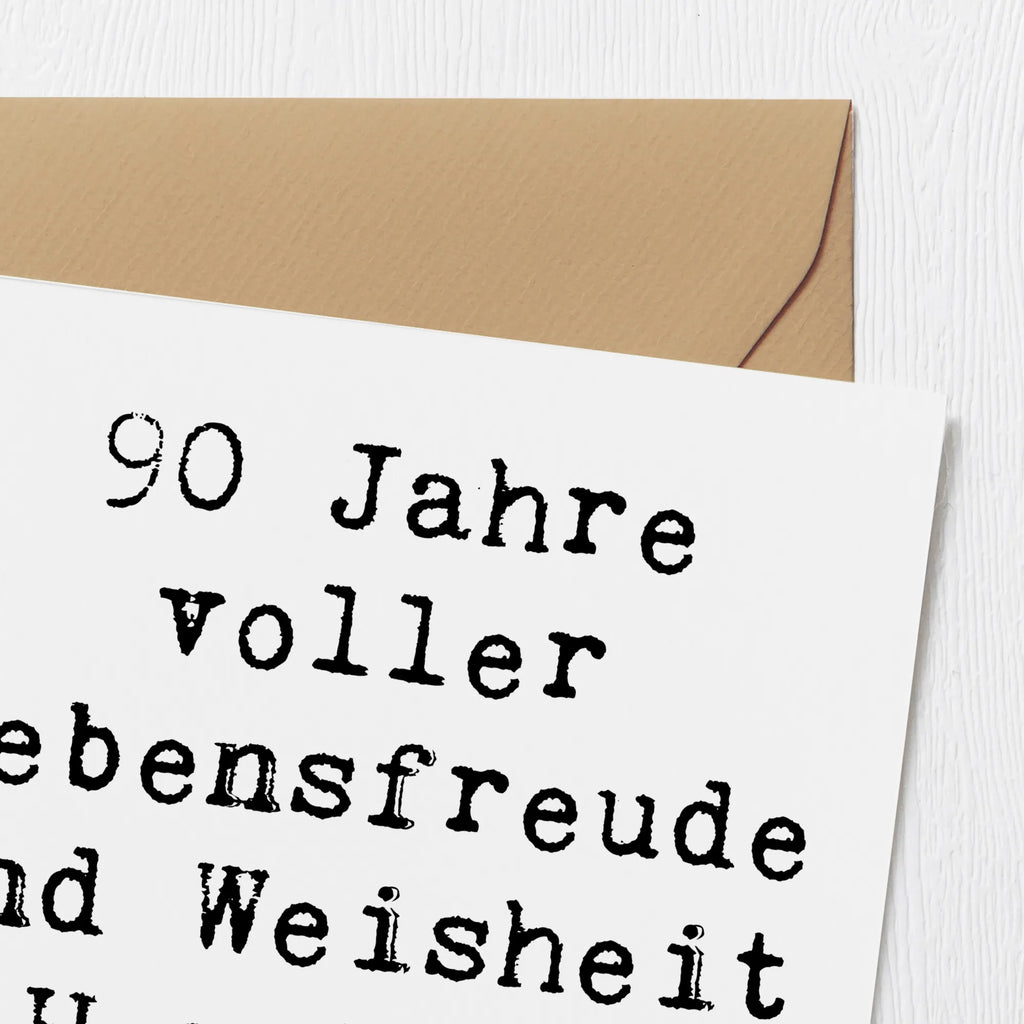 Deluxe Karte Spruch 90. Geburtstag Lebensfreude Glückwunschkarte, Hochwertige Klappkarte, Grußkarte, Hochzeitskarte, Geburtstagskarte, Karte, Einladungskarte, Klappkarte, Hochwertige Grußkarte, Geburtstag, Geburtstagsgeschenk, Geschenk