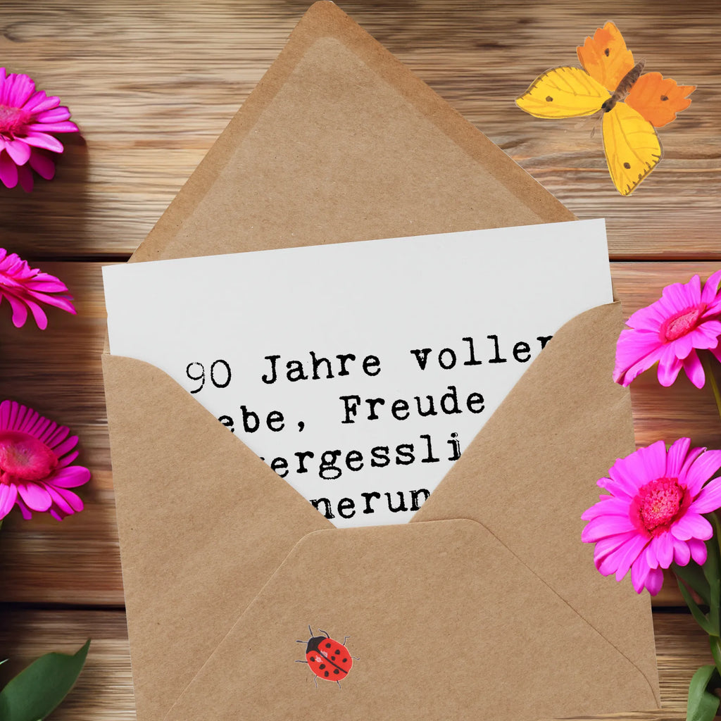 Deluxe Karte Spruch 90. Geburtstag Liebe Freude Hochwertige Grußkarte, Klappkarte, Grußkarte, Einladungskarte, Geburtstagskarte, Karte, Hochzeitskarte, Glückwunschkarte, Hochwertige Klappkarte, Geburtstag, Geburtstagsgeschenk, Geschenk