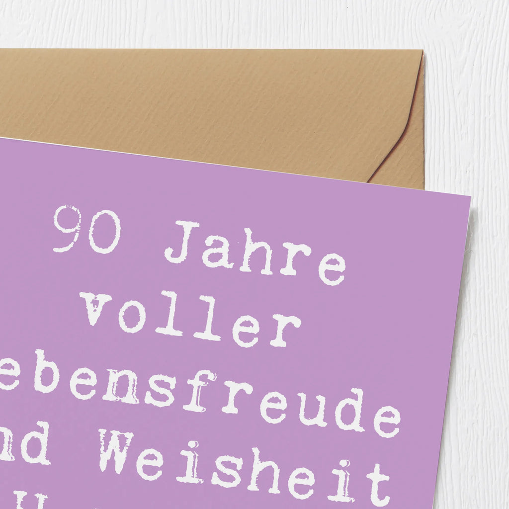 Deluxe Karte Spruch 90. Geburtstag Lebensfreude Glückwunschkarte, Hochwertige Klappkarte, Grußkarte, Hochzeitskarte, Geburtstagskarte, Karte, Einladungskarte, Klappkarte, Hochwertige Grußkarte, Geburtstag, Geburtstagsgeschenk, Geschenk
