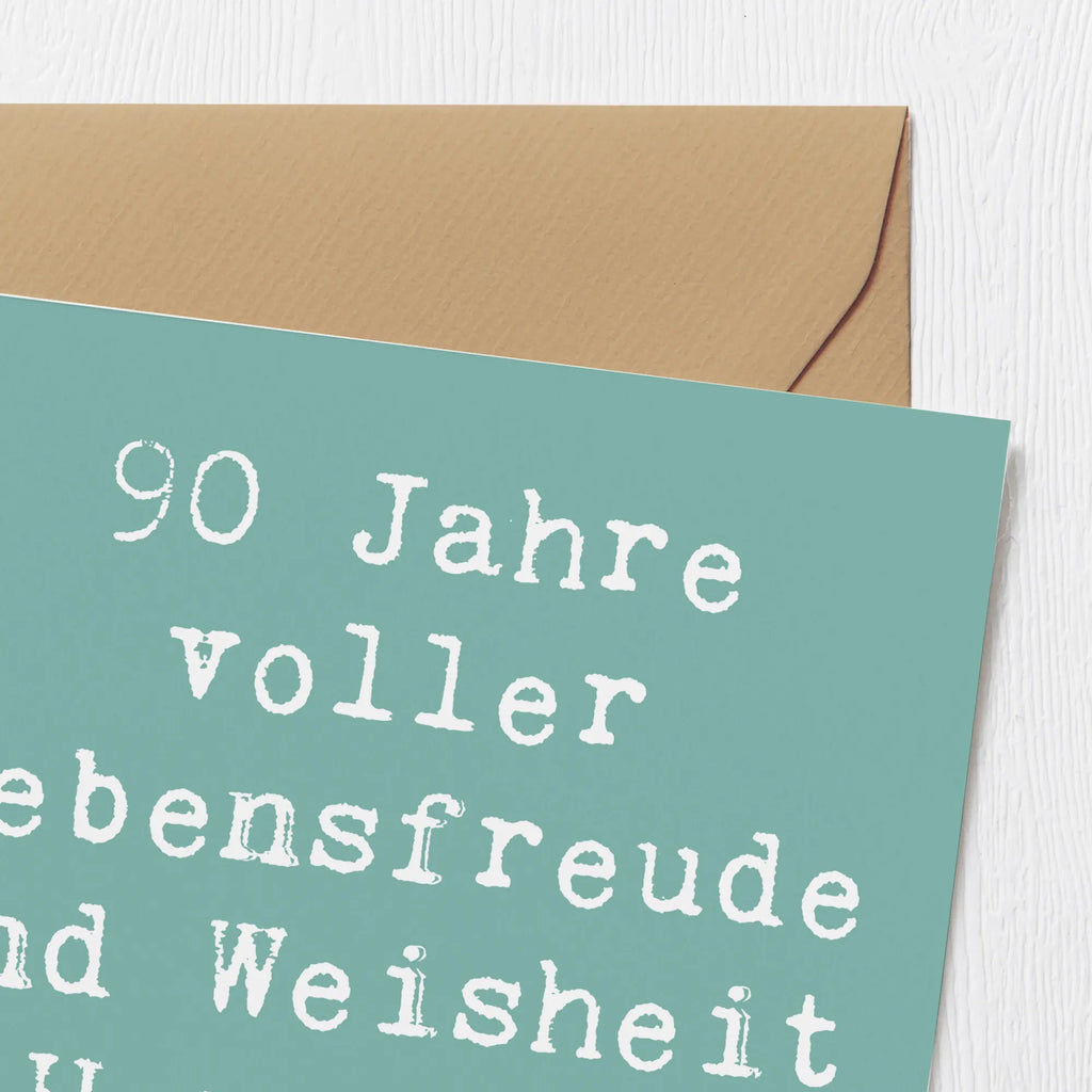 Deluxe Karte Spruch 90. Geburtstag Lebensfreude Glückwunschkarte, Hochwertige Klappkarte, Grußkarte, Hochzeitskarte, Geburtstagskarte, Karte, Einladungskarte, Klappkarte, Hochwertige Grußkarte, Geburtstag, Geburtstagsgeschenk, Geschenk