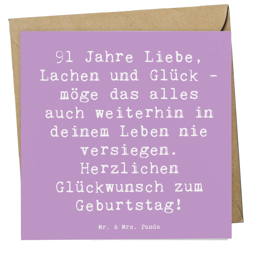 Deluxe Card Saying 91 Jahre Liebe, Lachen und Glück - möge das alles auch weiterhin in deinem Leben nie versiegen. Herzlichen Glückwunsch zum Geburtstag! Hochzeitskarte, Geburtstagskarte, Karte, Einladungskarte, Hochwertige Klappkarte, Klappkarte, Hochwertige Grußkarte, Glückwunschkarte, Grußkarte, Geburtstag, Geburtstagsgeschenk, Geschenk
