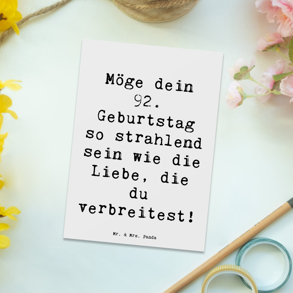 Postcard Saying Möge dein 92. Geburtstag so strahlend sein wie die Liebe, die du verbreitest! Postkarte, Einladung Geburtstag, Einladung, Einladungskarte, Dankeskarte, Ansichtskarte, Ansichtskarten, Karte, Geburtstagskarte, Geschenkkarte, Einladungskarten Geburtstag, Grußkarte, Geburtstag, Geburtstagsgeschenk, Geschenk
