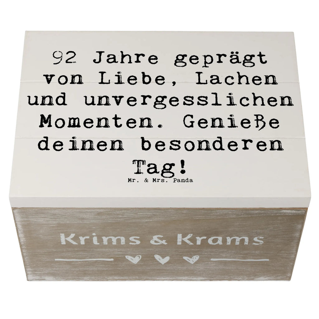 Holzkiste Spruch 92. Geburtstag Aufbewahrungsbox, Dekokiste, XXL, Truhe, Kiste, Erinnerungskiste, Erinnerungsbox, Geschenkbox, Schatzkiste, Schatulle, Geschenkdose, Holzkiste, Geburtstag, Geburtstagsgeschenk, Geschenk