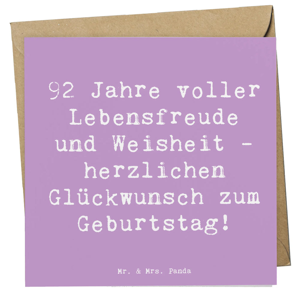 Deluxe Karte Spruch 92. Geburtstag Karte, Einladungskarte, Hochwertige Klappkarte, Geburtstagskarte, Klappkarte, Grußkarte, Glückwunschkarte, Hochzeitskarte, Hochwertige Grußkarte, Geburtstag, Geburtstagsgeschenk, Geschenk