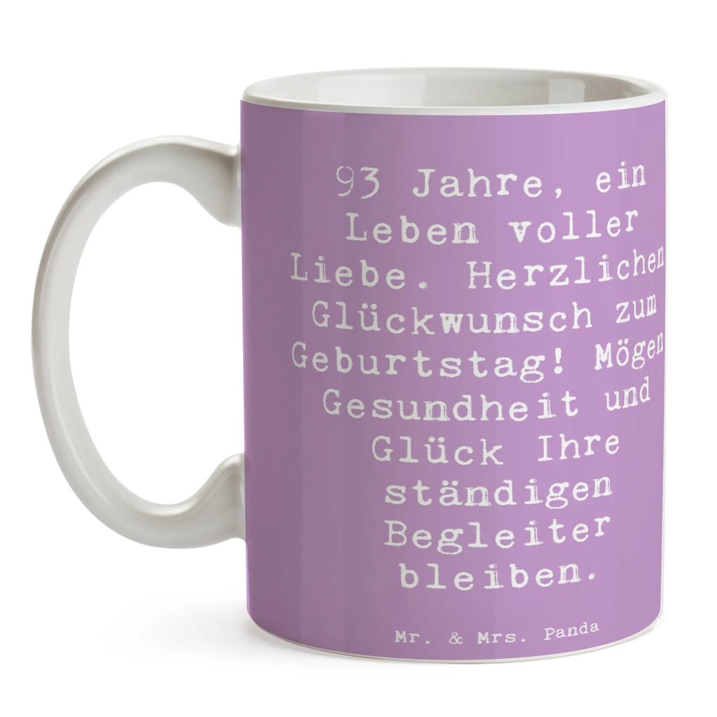 Mug Saying 93 Jahre, ein Leben voller Liebe. Herzlichen Glückwunsch zum Geburtstag! Mögen Gesundheit und Glück Ihre ständigen Begleiter bleiben. Teetasse, Keramiktasse, Tasse, Porzellantasse, Tasse mit Zitaten, Tasse mit Motiven, Geschenktasse, Kaffeetasse, Bürotasse, Geburtstag, Geburtstagsgeschenk, Geschenk