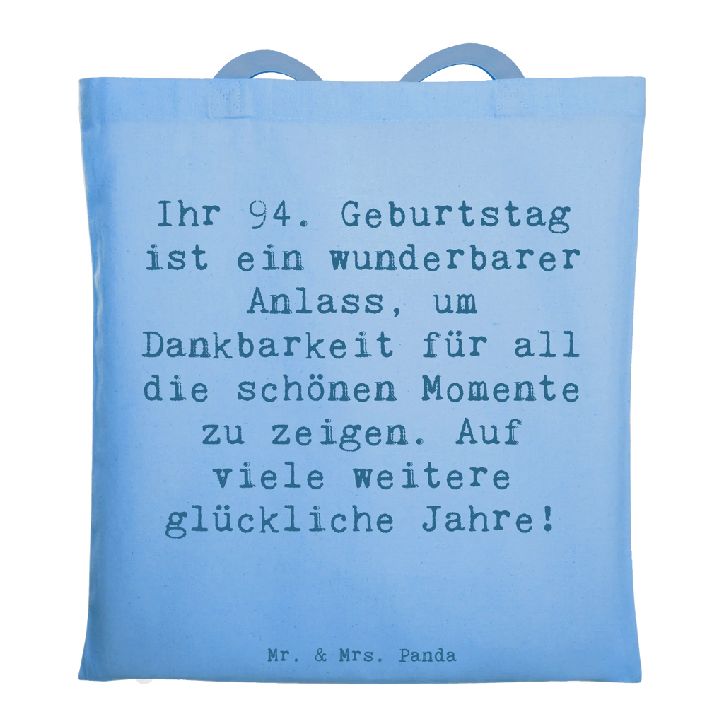 Tragetasche Spruch 94. Geburtstag Beuteltasche, Beutel, Einkaufstasche, Jutebeutel, Stoffbeutel, Tasche, Shopper, Umhängetasche, Strandtasche, Schultertasche, Stofftasche, Tragetasche, Badetasche, Jutetasche, Einkaufstüte, Laptoptasche, Geburtstag, Geburtstagsgeschenk, Geschenk