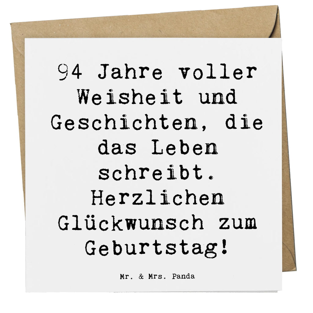 Deluxe Card Saying 94 Jahre voller Weisheit und Geschichten, die das Leben schreibt. Herzlichen Glückwunsch zum Geburtstag! Klappkarte, Karte, Hochzeitskarte, Grußkarte, Einladungskarte, Hochwertige Grußkarte, Glückwunschkarte, Hochwertige Klappkarte, Geburtstagskarte, Geburtstag, Geburtstagsgeschenk, Geschenk