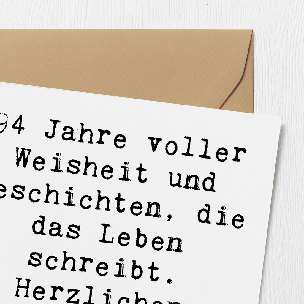Deluxe Card Saying 94 Jahre voller Weisheit und Geschichten, die das Leben schreibt. Herzlichen Glückwunsch zum Geburtstag! Klappkarte, Karte, Hochzeitskarte, Grußkarte, Einladungskarte, Hochwertige Grußkarte, Glückwunschkarte, Hochwertige Klappkarte, Geburtstagskarte, Geburtstag, Geburtstagsgeschenk, Geschenk