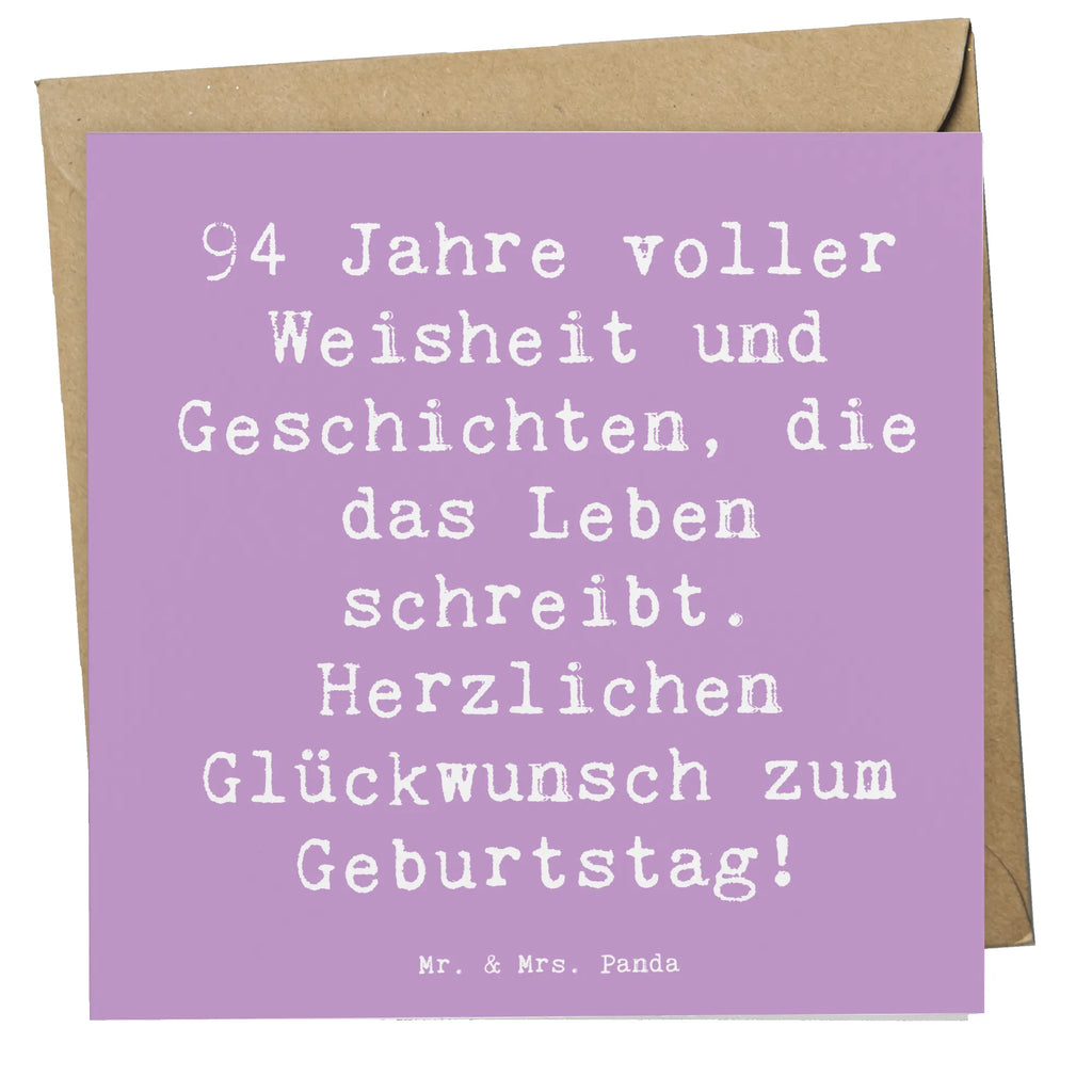 Deluxe Card Saying 94 Jahre voller Weisheit und Geschichten, die das Leben schreibt. Herzlichen Glückwunsch zum Geburtstag! Klappkarte, Karte, Hochzeitskarte, Grußkarte, Einladungskarte, Hochwertige Grußkarte, Glückwunschkarte, Hochwertige Klappkarte, Geburtstagskarte, Geburtstag, Geburtstagsgeschenk, Geschenk