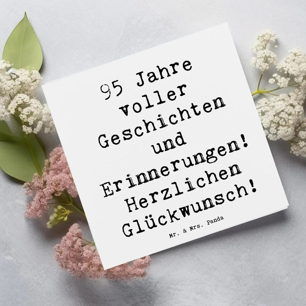 Deluxe Card Saying 95 Jahre voller Geschichten und Erinnerungen! Herzlichen Glückwunsch! Karte, Einladungskarte, Hochzeitskarte, Glückwunschkarte, Hochwertige Grußkarte, Geburtstagskarte, Klappkarte, Grußkarte, Hochwertige Klappkarte, Geburtstag, Geburtstagsgeschenk, Geschenk