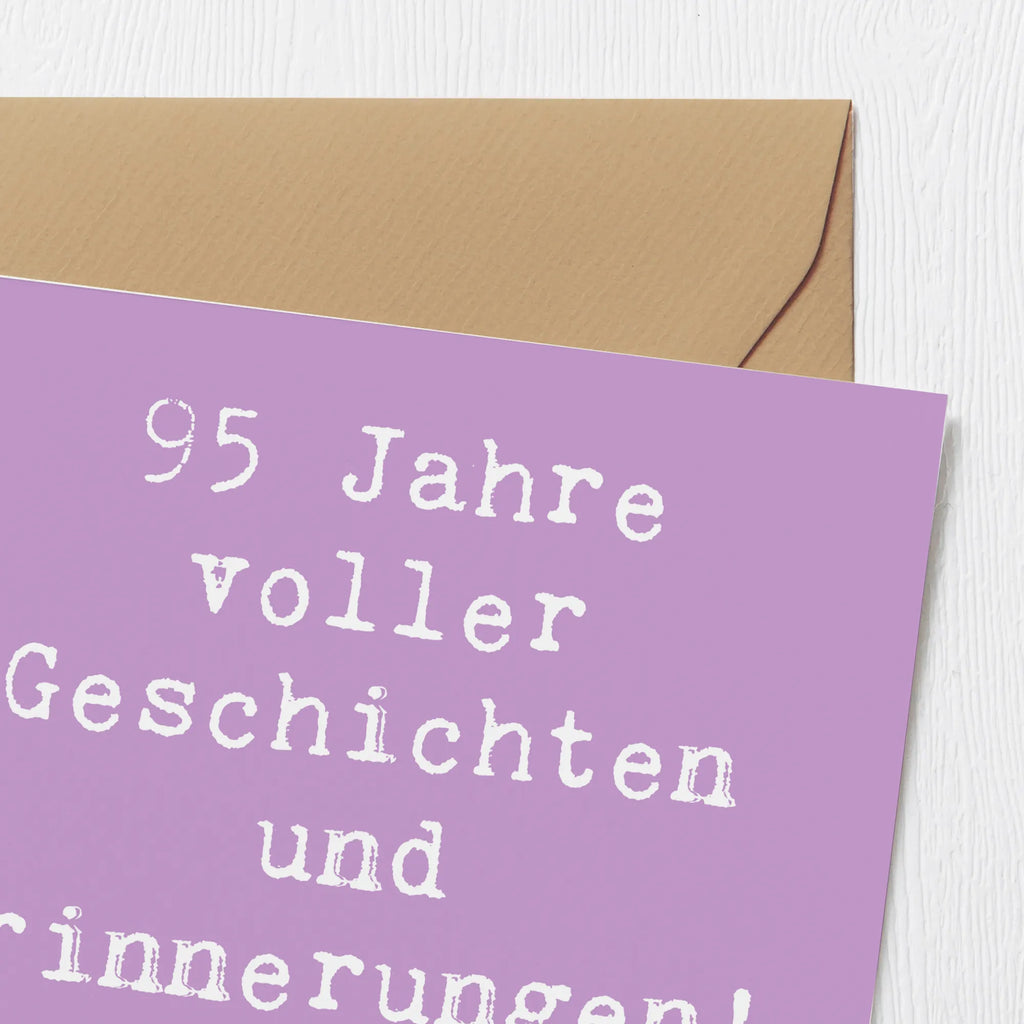 Deluxe Card Saying 95 Jahre voller Geschichten und Erinnerungen! Herzlichen Glückwunsch! Karte, Einladungskarte, Hochzeitskarte, Glückwunschkarte, Hochwertige Grußkarte, Geburtstagskarte, Klappkarte, Grußkarte, Hochwertige Klappkarte, Geburtstag, Geburtstagsgeschenk, Geschenk