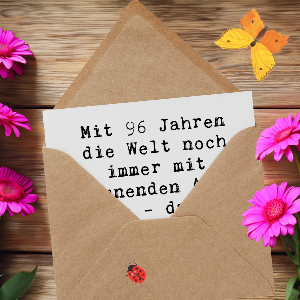 Deluxe Card Saying Mit 96 Jahren die Welt noch immer mit staunenden Augen sehen - das ist wahrer Reichtum. Alles Gute zum Geburtstag! Hochwertige Grußkarte, Karte, Glückwunschkarte, Einladungskarte, Hochzeitskarte, Grußkarte, Hochwertige Klappkarte, Klappkarte, Geburtstagskarte, Geburtstag, Geburtstagsgeschenk, Geschenk