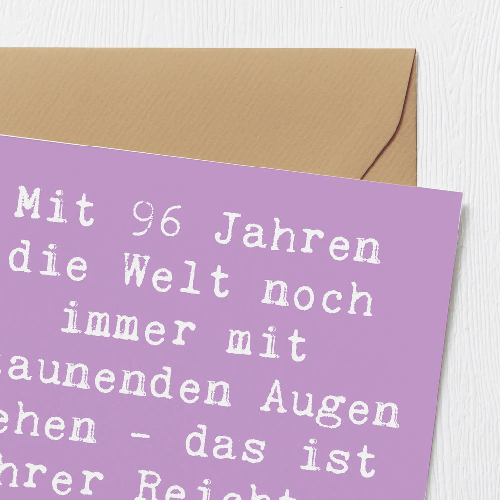 Deluxe Card Saying Mit 96 Jahren die Welt noch immer mit staunenden Augen sehen - das ist wahrer Reichtum. Alles Gute zum Geburtstag! Hochwertige Grußkarte, Karte, Glückwunschkarte, Einladungskarte, Hochzeitskarte, Grußkarte, Hochwertige Klappkarte, Klappkarte, Geburtstagskarte, Geburtstag, Geburtstagsgeschenk, Geschenk