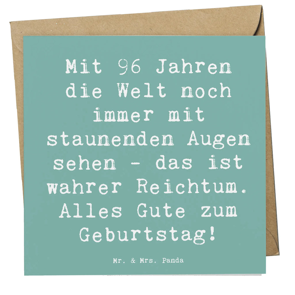 Deluxe Card Saying Mit 96 Jahren die Welt noch immer mit staunenden Augen sehen - das ist wahrer Reichtum. Alles Gute zum Geburtstag! Hochwertige Grußkarte, Karte, Glückwunschkarte, Einladungskarte, Hochzeitskarte, Grußkarte, Hochwertige Klappkarte, Klappkarte, Geburtstagskarte, Geburtstag, Geburtstagsgeschenk, Geschenk