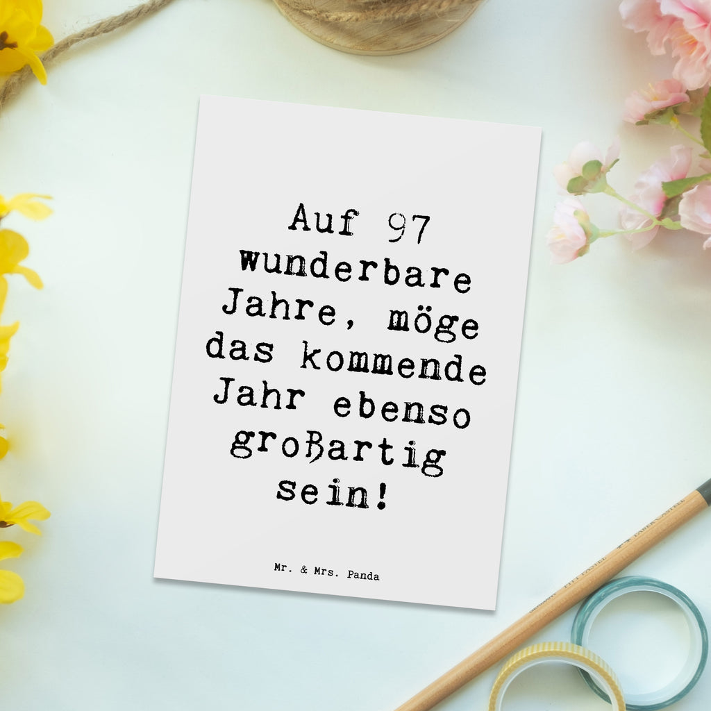 Postcard Saying Auf 97 wunderbare Jahre, möge das kommende Jahr ebenso großartig sein! Ansichtskarte, Geburtstagskarte, Einladungskarte, Einladung Geburtstag, Geschenkkarte, Postkarte, Einladungskarten Geburtstag, Grußkarte, Ansichtskarten, Dankeskarte, Karte, Einladung, Geburtstag, Geburtstagsgeschenk, Geschenk