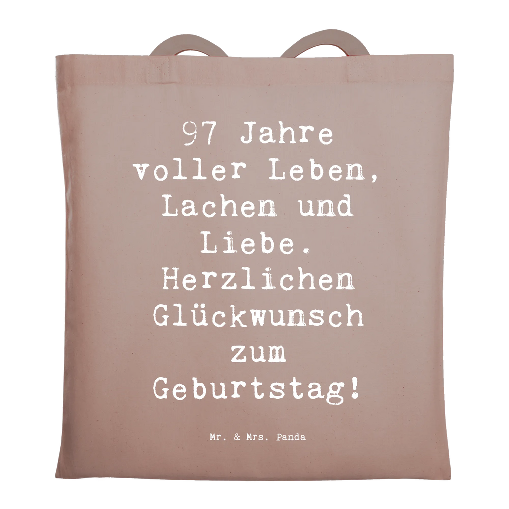 Tote bag Saying 97 Jahre voller Leben, Lachen und Liebe. Herzlichen Glückwunsch zum Geburtstag! Einkaufstasche, Jutetasche, Stoffbeutel, Umhängetasche, Stofftasche, Einkaufstüte, Strandtasche, Tragetasche, Badetasche, Jutebeutel, Schultertasche, Beutel, Shopper, Laptoptasche, Tasche, Beuteltasche, Geburtstag, Geburtstagsgeschenk, Geschenk