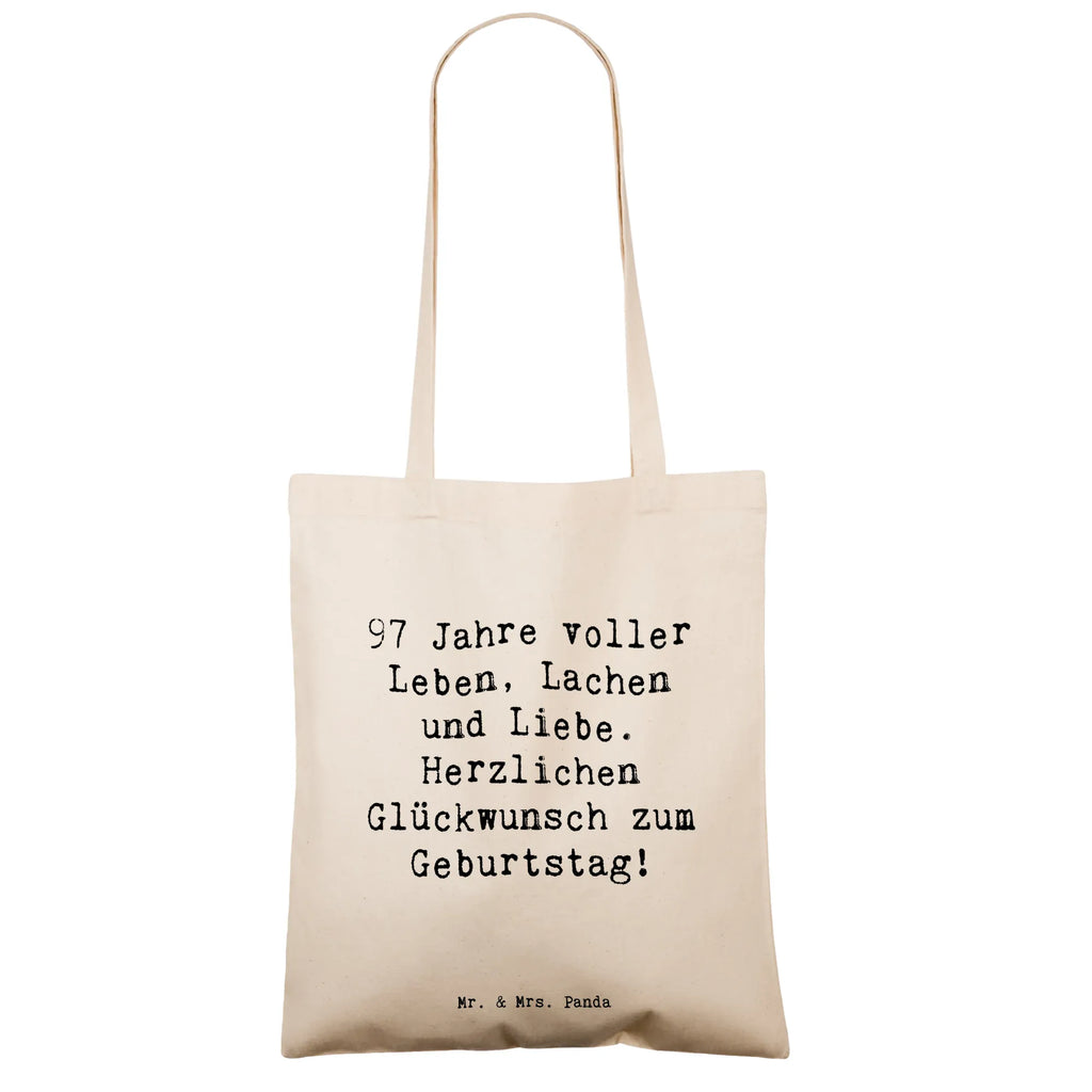 Tote bag Saying 97 Jahre voller Leben, Lachen und Liebe. Herzlichen Glückwunsch zum Geburtstag! Einkaufstasche, Jutetasche, Stoffbeutel, Umhängetasche, Stofftasche, Einkaufstüte, Strandtasche, Tragetasche, Badetasche, Jutebeutel, Schultertasche, Beutel, Shopper, Laptoptasche, Tasche, Beuteltasche, Geburtstag, Geburtstagsgeschenk, Geschenk