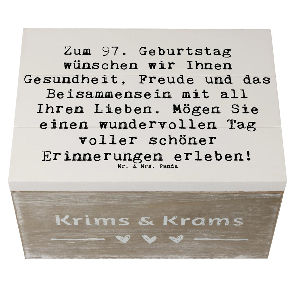 Wooden chest Saying Zum 97. Geburtstag wünschen wir Ihnen Gesundheit, Freude und das Beisammensein mit all Ihren Lieben. Mögen Sie einen wundervollen Tag voller schöner Erinnerungen erleben! XXL, Truhe, Schatulle, Schatzkiste, Erinnerungsbox, Geschenkdose, Kiste, Geschenkbox, Erinnerungskiste, Holzkiste, Aufbewahrungsbox, Dekokiste, Geburtstag, Geburtstagsgeschenk, Geschenk