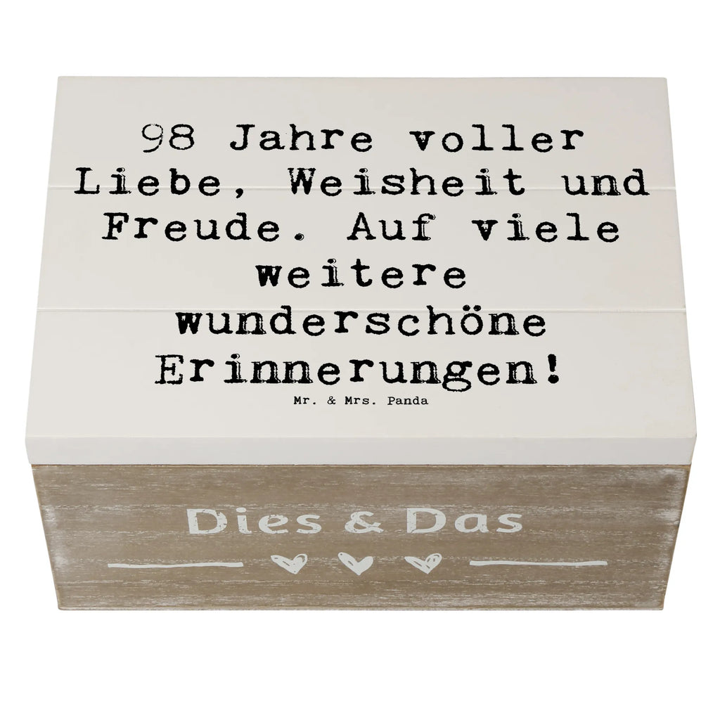 Holzkiste Spruch 98. Geburtstag Freude Erinnerungskiste, Schatzkiste, Aufbewahrungsbox, Schatulle, Truhe, Kiste, XXL, Geschenkdose, Holzkiste, Geschenkbox, Dekokiste, Erinnerungsbox, Geburtstag, Geburtstagsgeschenk, Geschenk