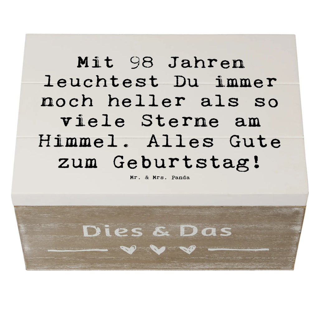 Holzkiste Spruch 98. Geburtstag Leuchten Aufbewahrungsbox, Erinnerungskiste, Kiste, Truhe, Geschenkbox, Erinnerungsbox, Schatulle, Dekokiste, Schatzkiste, XXL, Geschenkdose, Holzkiste, Geburtstag, Geburtstagsgeschenk, Geschenk
