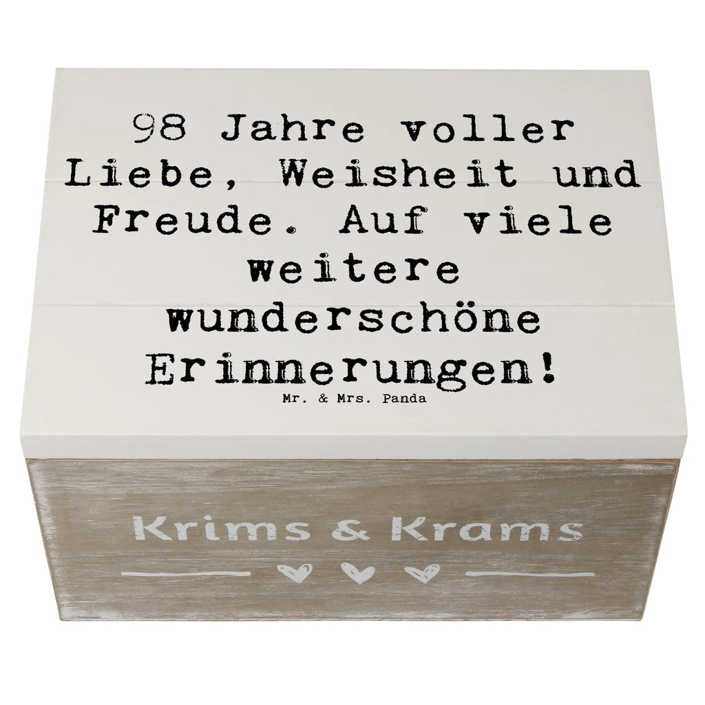 Holzkiste Spruch 98. Geburtstag Freude Erinnerungskiste, Schatzkiste, Aufbewahrungsbox, Schatulle, Truhe, Kiste, XXL, Geschenkdose, Holzkiste, Geschenkbox, Dekokiste, Erinnerungsbox, Geburtstag, Geburtstagsgeschenk, Geschenk