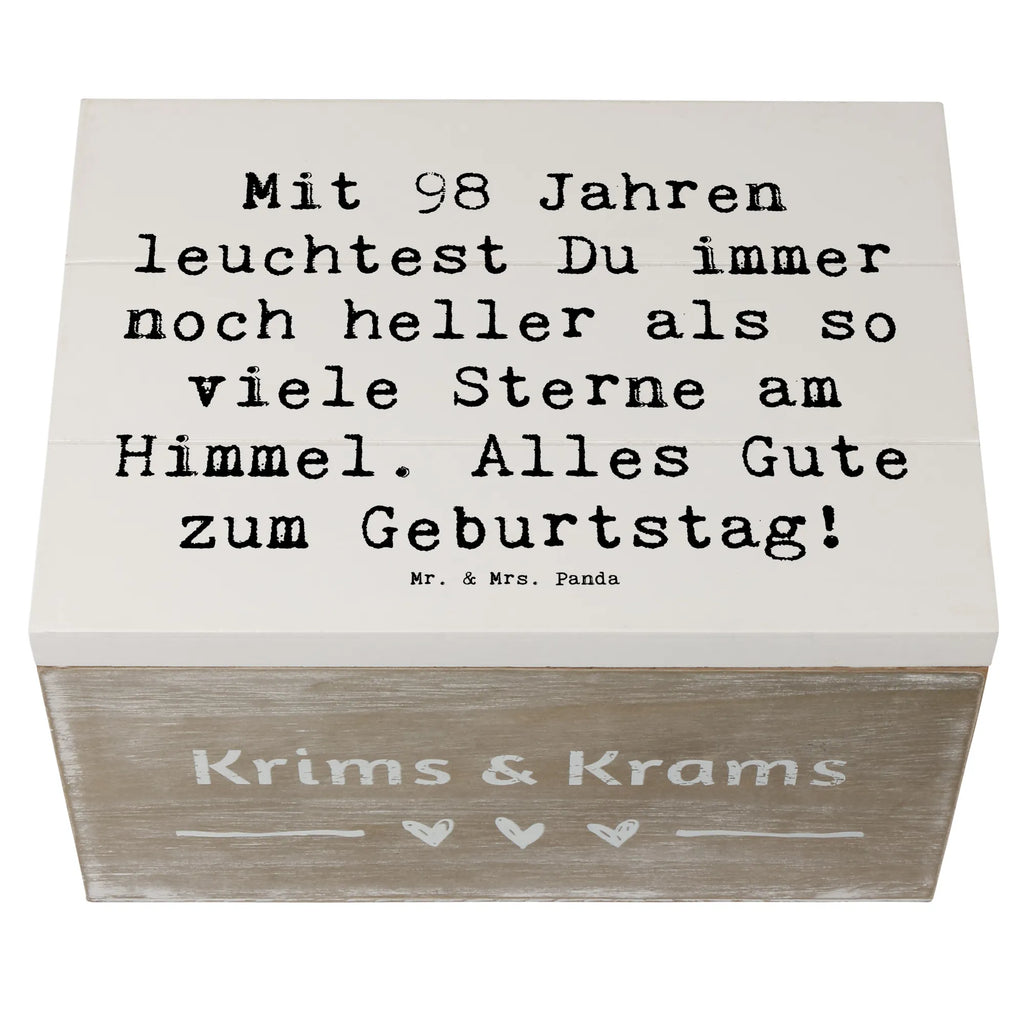 Holzkiste Spruch 98. Geburtstag Leuchten Aufbewahrungsbox, Erinnerungskiste, Kiste, Truhe, Geschenkbox, Erinnerungsbox, Schatulle, Dekokiste, Schatzkiste, XXL, Geschenkdose, Holzkiste, Geburtstag, Geburtstagsgeschenk, Geschenk