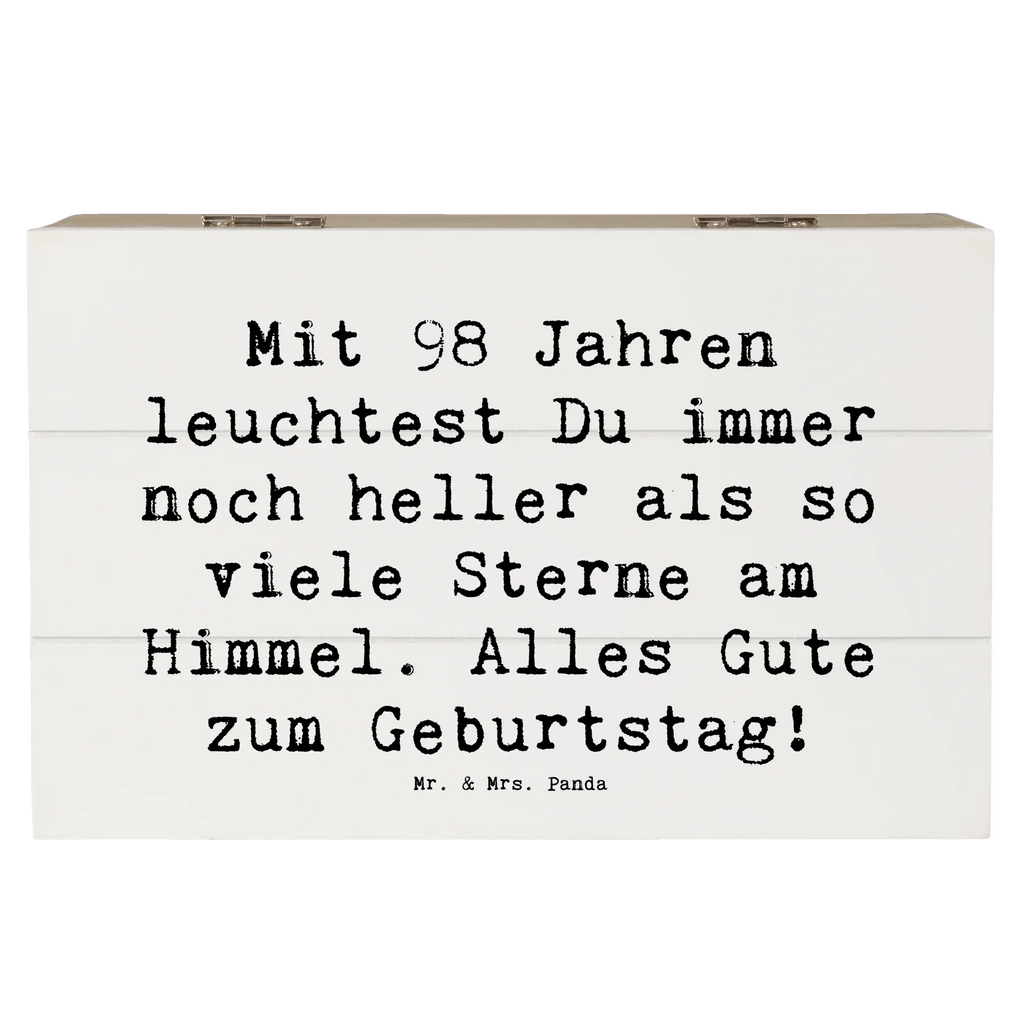 Holzkiste Spruch 98. Geburtstag Leuchten Aufbewahrungsbox, Erinnerungskiste, Kiste, Truhe, Geschenkbox, Erinnerungsbox, Schatulle, Dekokiste, Schatzkiste, XXL, Geschenkdose, Holzkiste, Geburtstag, Geburtstagsgeschenk, Geschenk